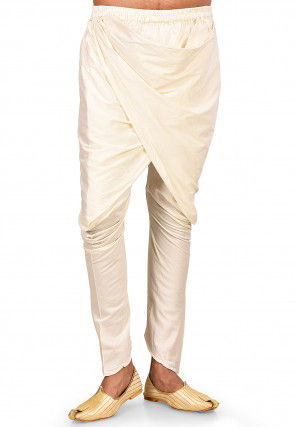 Solid Color Cotton Silk Harem in Off White