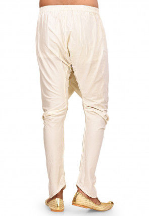 Solid Color Cotton Silk Harem in Off White