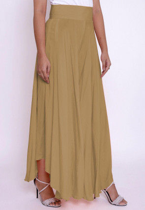 Solid Color Cotton Silk Palazzo in Beige