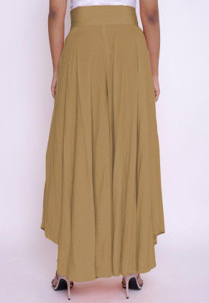 Solid Color Cotton Silk Palazzo in Beige