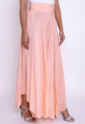 Solid Color Cotton Silk Palazzo in Peach