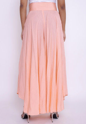 Solid Color Cotton Silk Palazzo in Peach