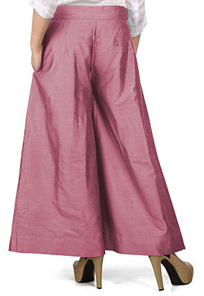 Solid Color Cotton Silk Palazzo in Pink