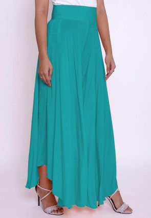 Solid Color Cotton Silk Palazzo in Turquoise