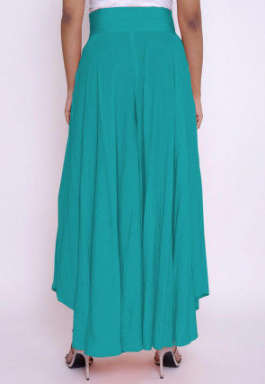 Solid Color Cotton Silk Palazzo in Turquoise