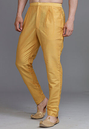Solid Color Cotton Silk Pant in Beige