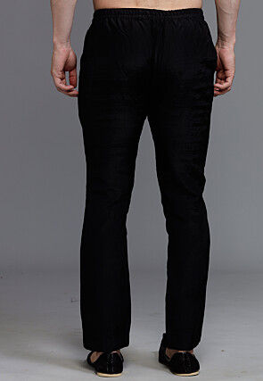 Solid Color Cotton Silk Pant in Black