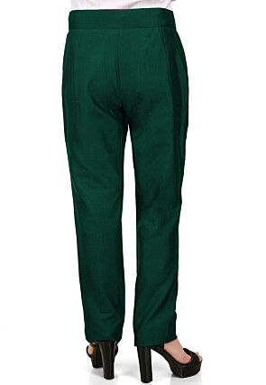 Solid Color Cotton Silk Pant in Green