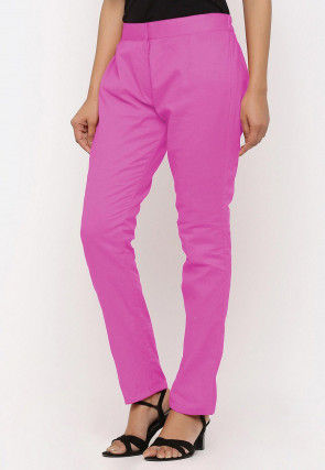 Solid Color Cotton Silk Pant in Pink