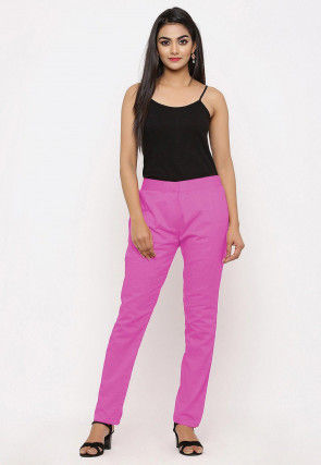 Solid Color Cotton Silk Pant in Pink