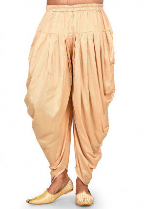 Solid Color Cotton Silk Patiala in Beige