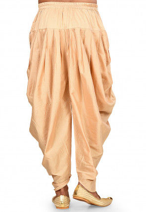 Solid Color Cotton Silk Patiala in Beige