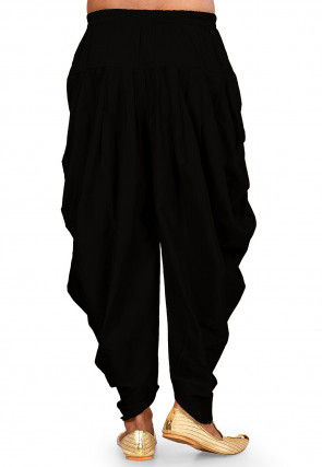 Solid Color Cotton Silk Patiala in Black