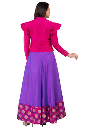 Solid Color Cotton Silk Top in Fuchsia