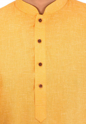 Solid Color Cotton Slub Kurta in Mustard