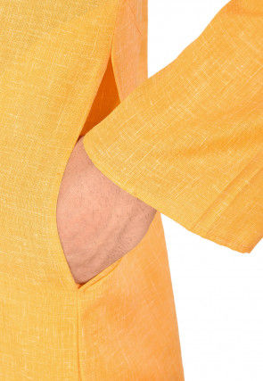 Solid Color Cotton Slub Kurta in Mustard