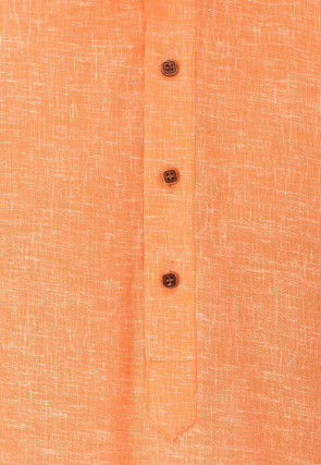 Solid Color Cotton Slub Kurta in Orange