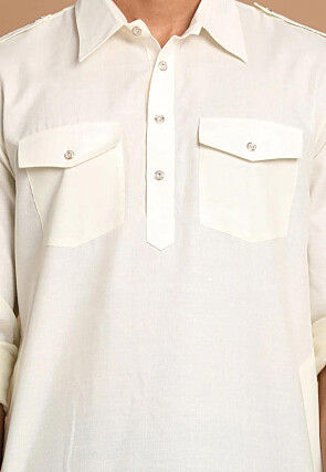 Solid Color Cotton Paithani Suit in Off White