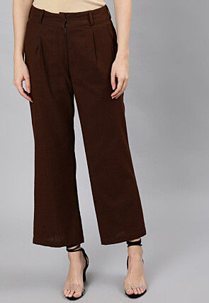 Solid Color Cotton Slub Pant in Dark Brown