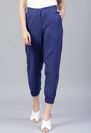 Solid Color Cotton Slub Pant in Royal Blue