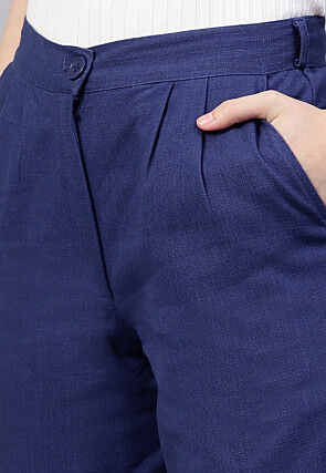 Solid Color Cotton Slub Pant in Royal Blue