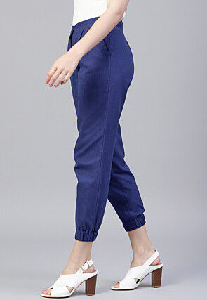 Solid Color Cotton Slub Pant in Royal Blue