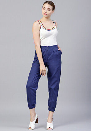 Solid Color Cotton Slub Pant in Royal Blue