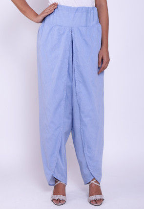 Solid Color Cotton Tulip Pant in Light Blue