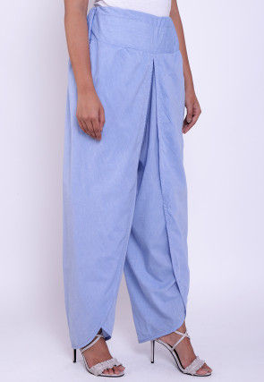Solid Color Cotton Tulip Pant in Light Blue
