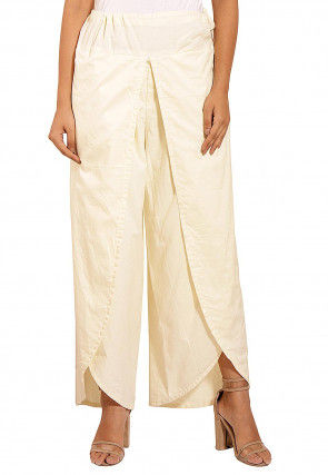 Solid Color Cotton Tulip Pant in Off White