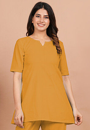 Solid Color Cotton Tunic in Mustard