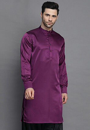 Solid Color Crepe Dhoti Kurta in Purple