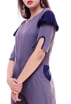 Solid Color Crepe Jumpsuit in Light Purple