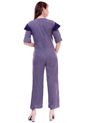 Solid Color Crepe Jumpsuit in Light Purple