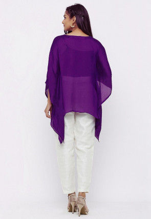 Solid Color Crepe Kaftan Style Top in Purple