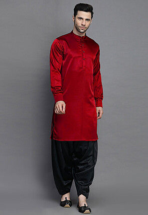Solid Color Crepe Kurta in Maroon