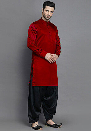 Solid Color Crepe Kurta in Maroon