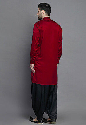 Solid Color Crepe Kurta in Maroon