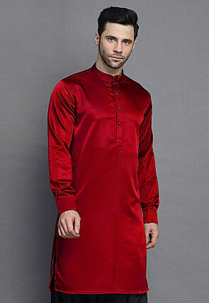 Solid Color Crepe Kurta in Maroon