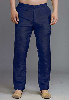 Solid Color Crepe Pant in Navy Blue