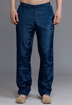 Solid Color Crepe Pant in Teal Blue