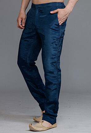 Solid Color Crepe Pant in Teal Blue