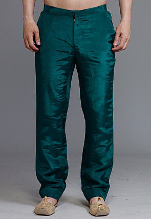 Solid Color Crepe Pant in Teal Green