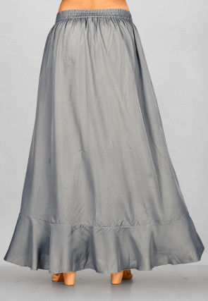 Solid Color Crepe Skirt Style Palazzo in Grey
