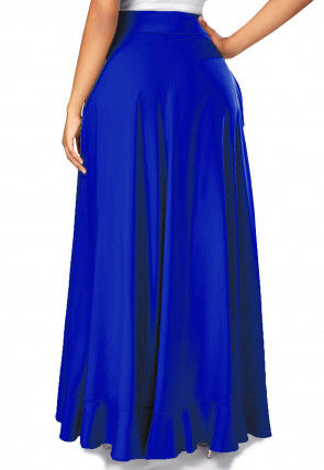 Solid Color Crepe Skirt Style Palazzo in Royal Blue