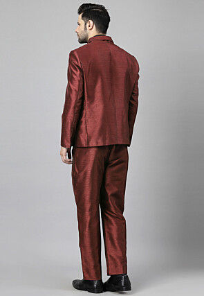 Solid Color Dupion Silk Blazer in Brown
