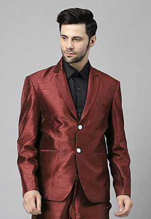 Solid Color Dupion Silk Blazer in Brown