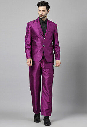 Solid Color Dupion Silk Blazer in Magenta