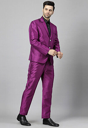 Solid Color Dupion Silk Blazer in Magenta