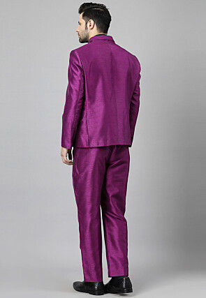 Solid Color Dupion Silk Blazer in Magenta